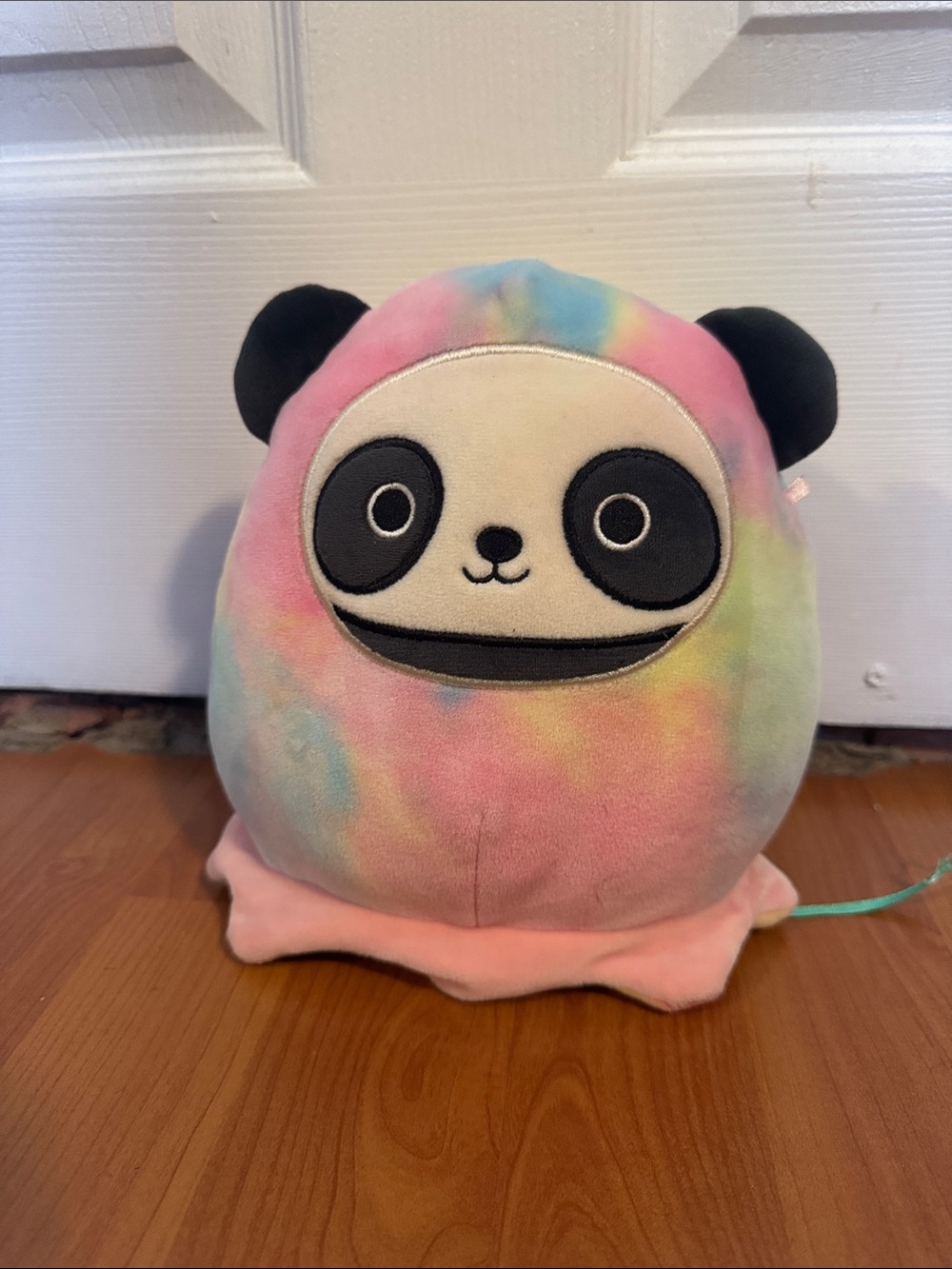 SQUISHMALLOW Rainbow Tie-Dye Panda Plush with Black Ears